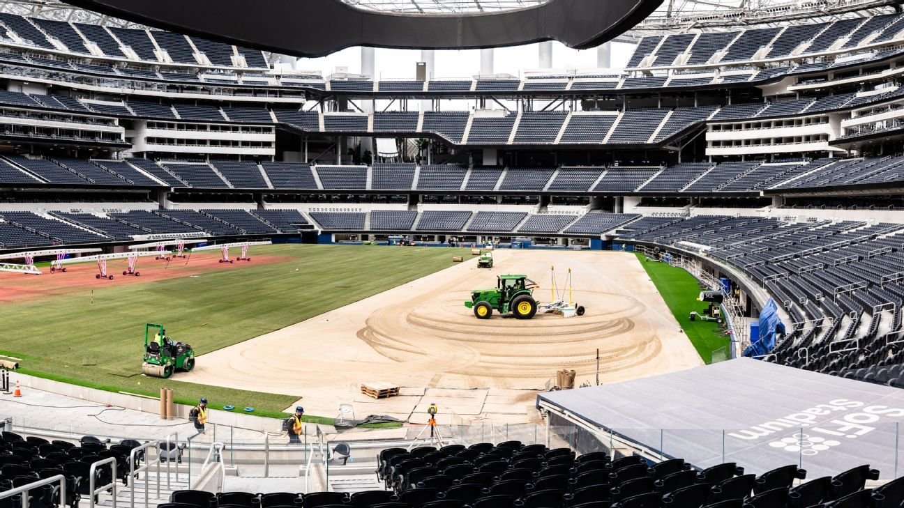 SoFi Stadium unveils World Cup test pitch at Nations League