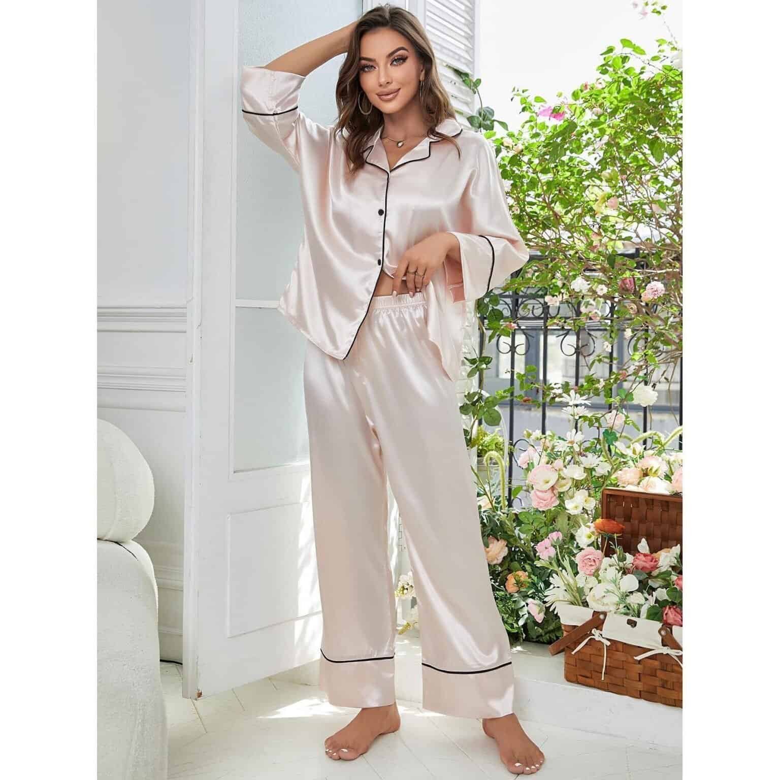 Long Sleeve Pajama Set for Women – Button Up Shirt & Pants Lounge Sleepwear – My Store Savvy – ✅Affordable Store- Spend less| Smile more.