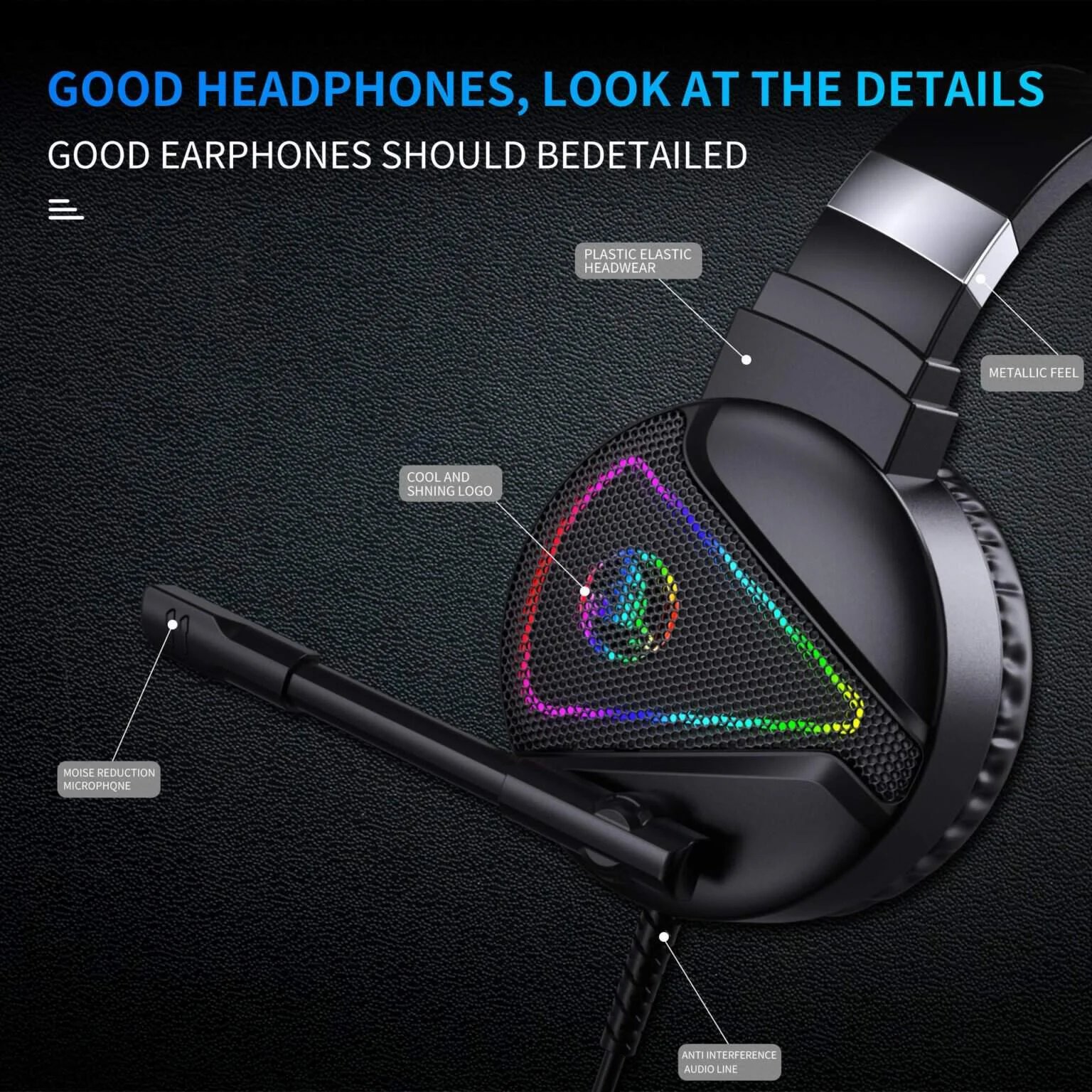 RGB Luminous ABS Headset – Stylish & Durable Gaming Headphones