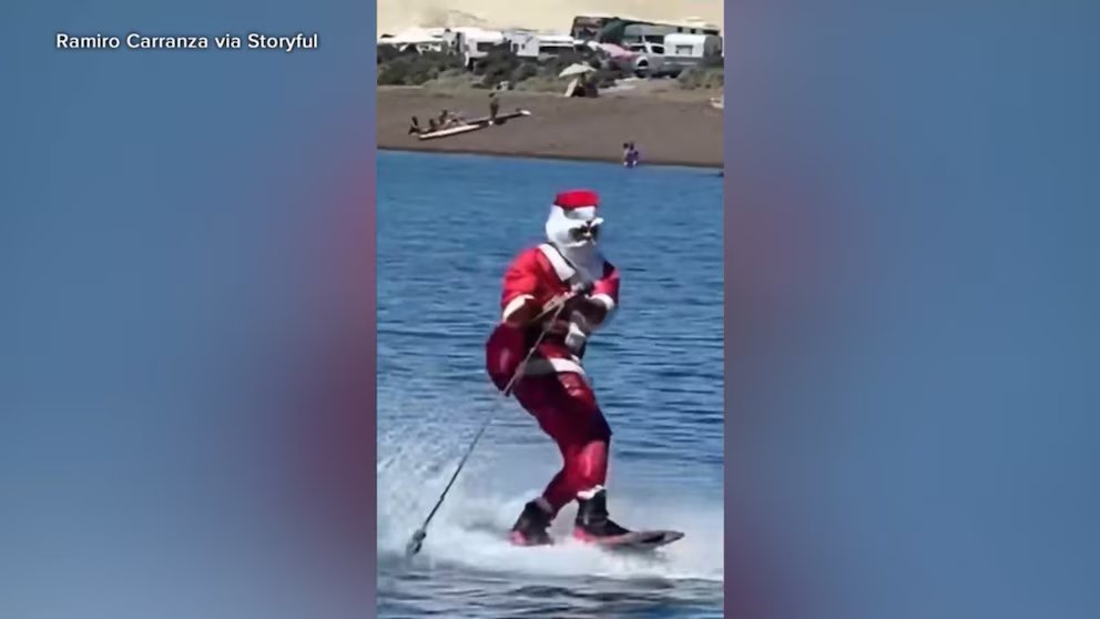 WATCH: Wakeboarding Santa spreads holiday cheer