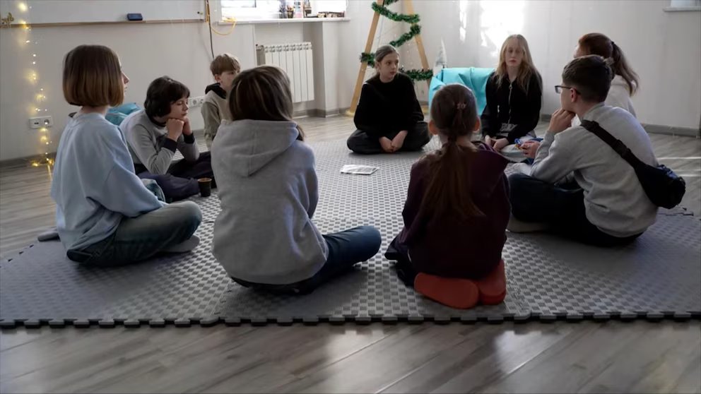 Video Returning Ukrainian children after being sent to Russian military camps