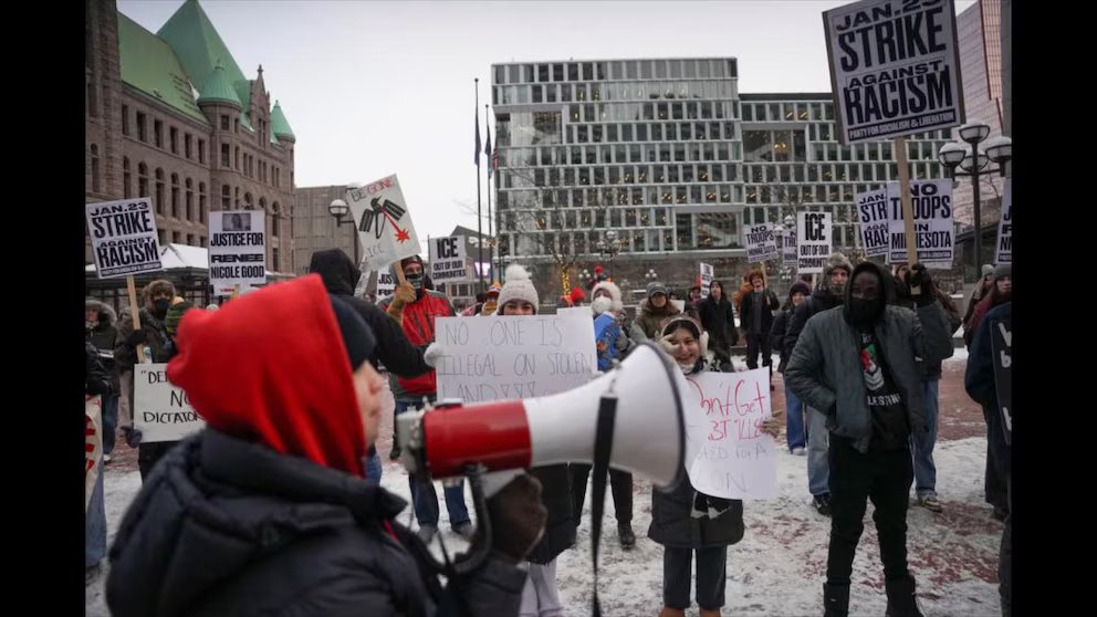 WATCH:  Protesters gather to demand removal of ICE officers in Minneapolis