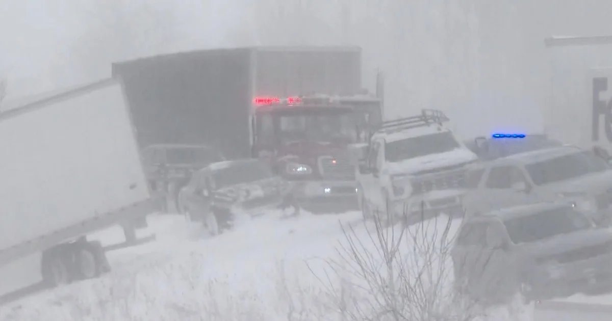 Fierce winter storm causes 100-car pileup, brings snow and deep freeze to Midwest, Northeast