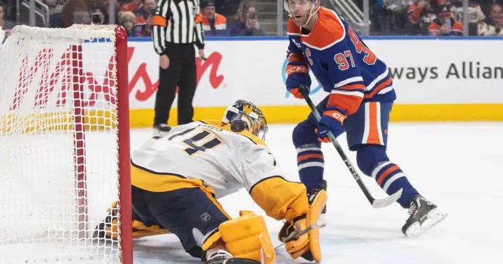 McDavid scores three as Oilers drill Predators 6-2