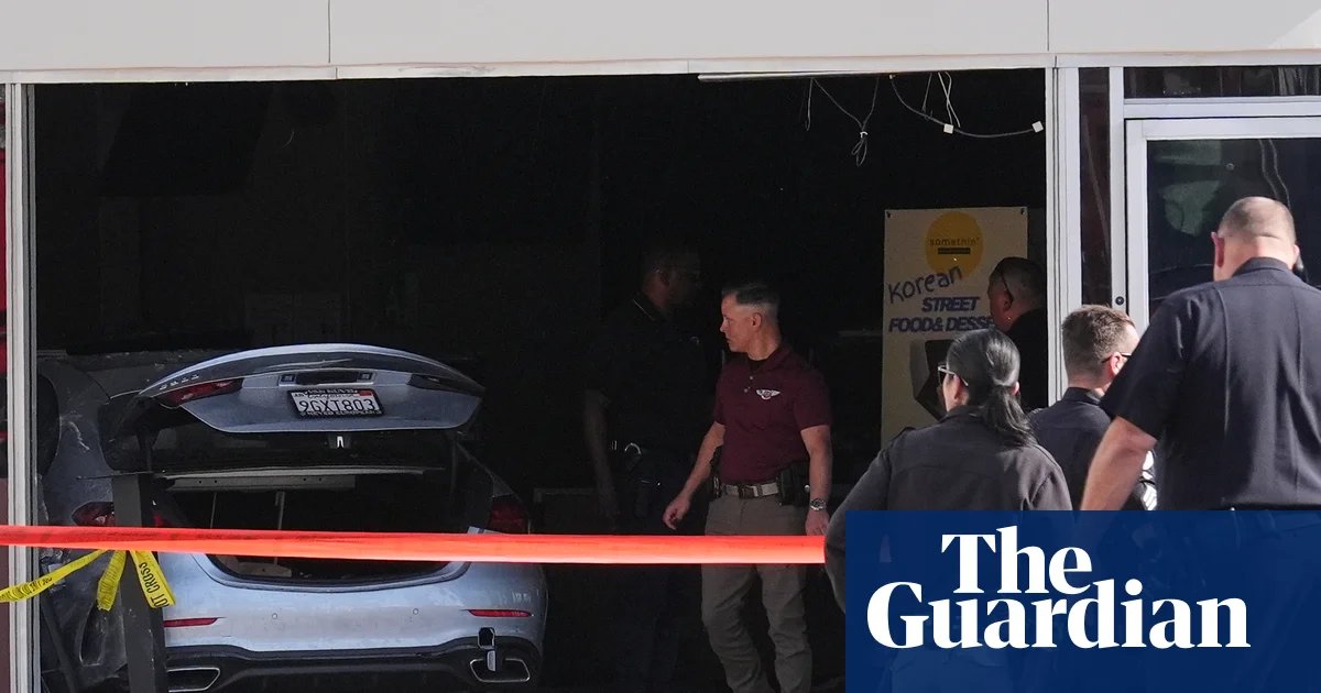 Three dead and six hurt after driver hits cyclist and crashes car into LA grocery store | Los Angeles