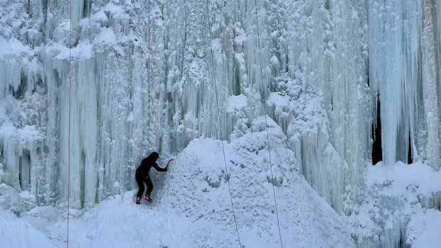Watch these ice climbers scale Hamilton’s Tiffany Falls