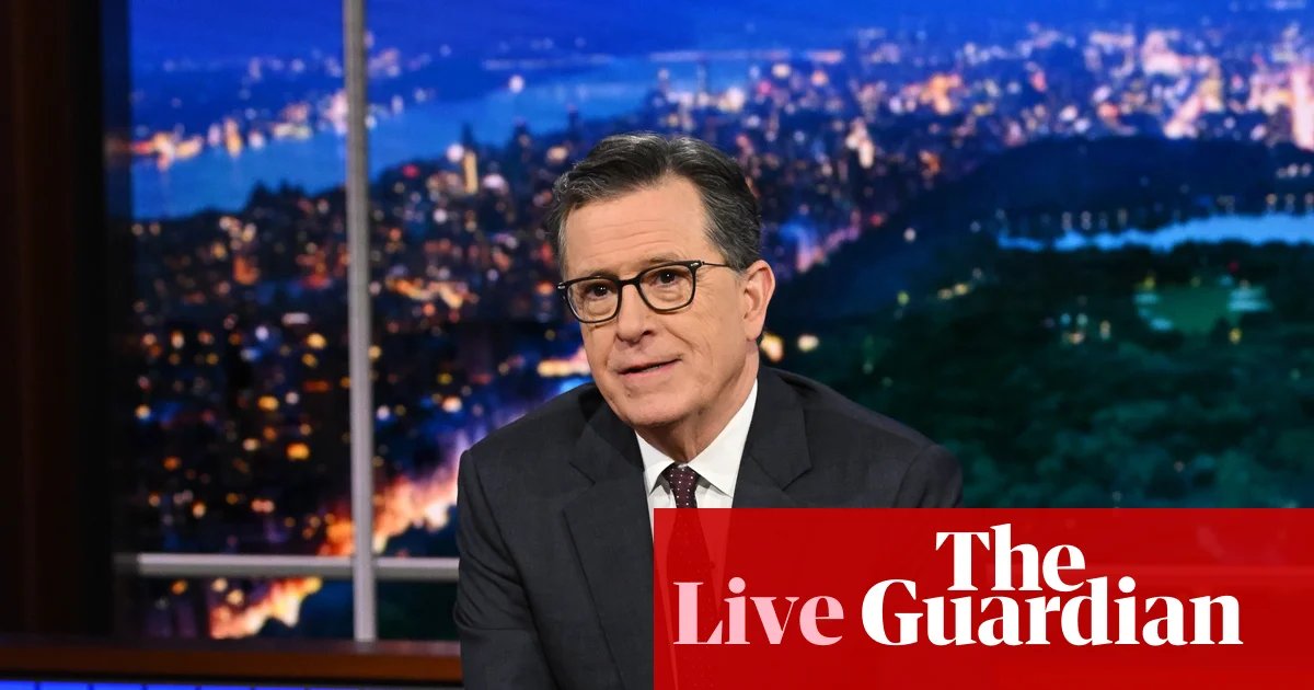 CBS accused of ‘corporate capitulation’ amid row over Colbert interview with Democrat – US politics live | US politics