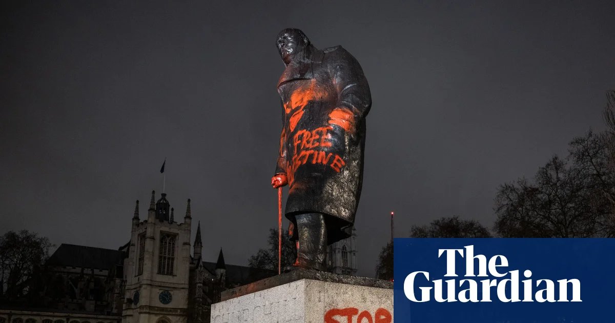 Man arrested after Churchill statue outside UK parliament sprayed with graffiti | UK news