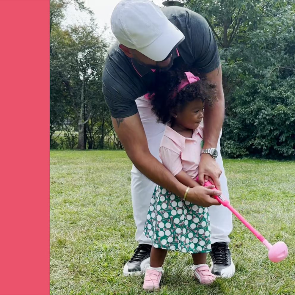 WATCH:  Dad shares an adorable moment teaching his 2-year-old daughter to play golf