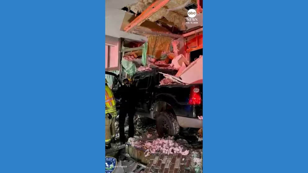 WATCH:  Pickup truck goes flying into Oregon home