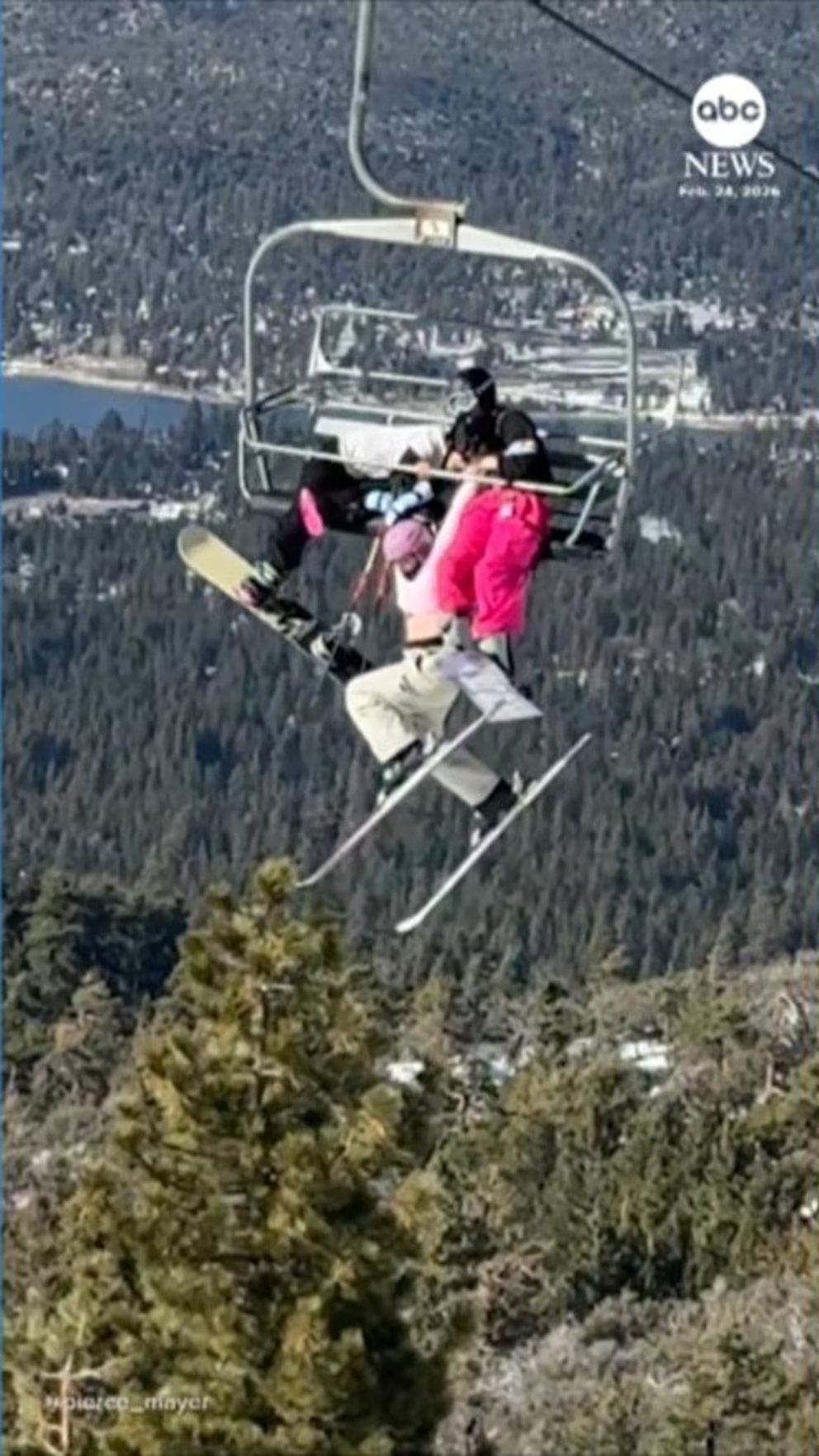 WATCH:  Skier dangles from lift at California mountain resort