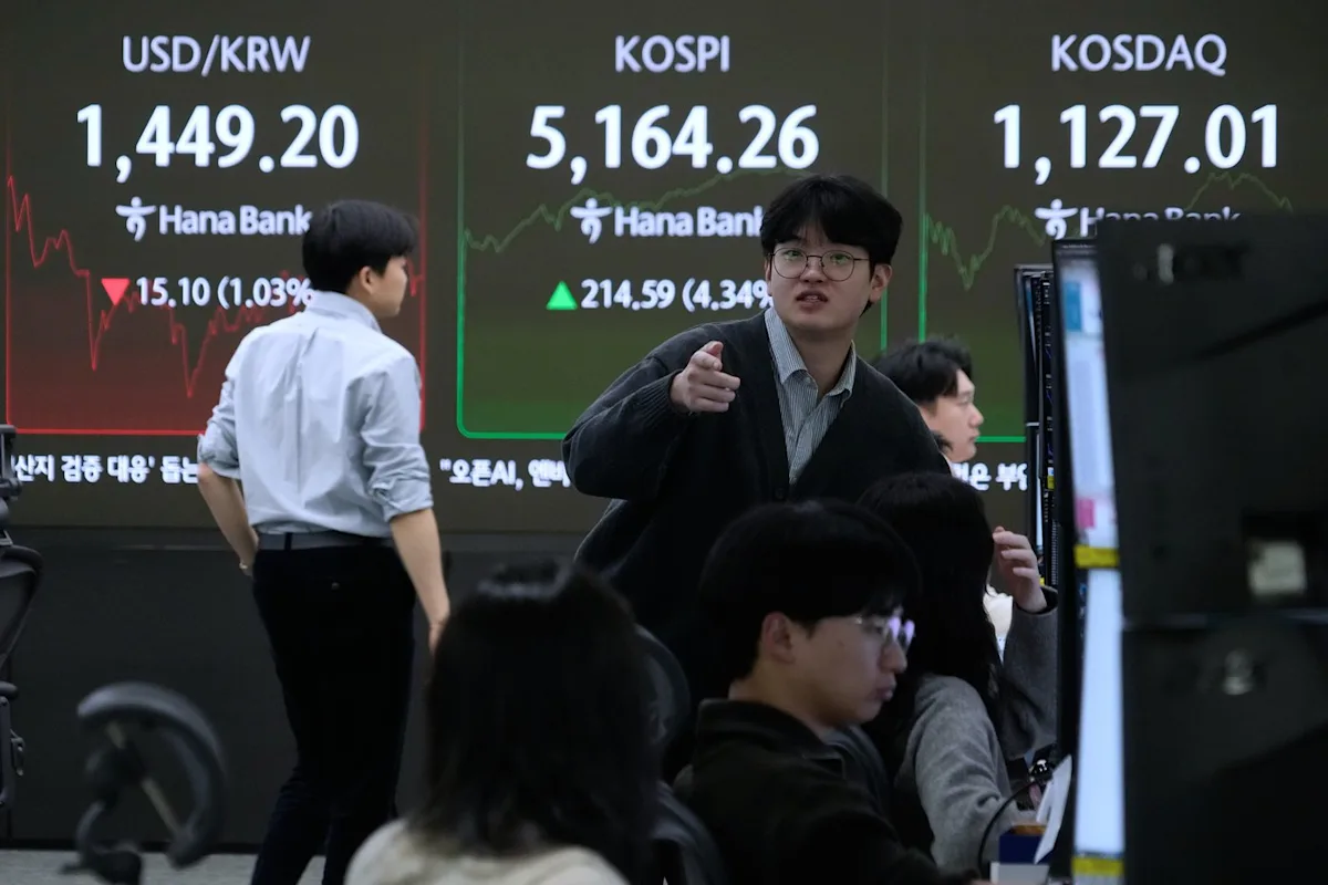 Asian shares surge, led by records in Japan and South Korea, as markets regain momentum