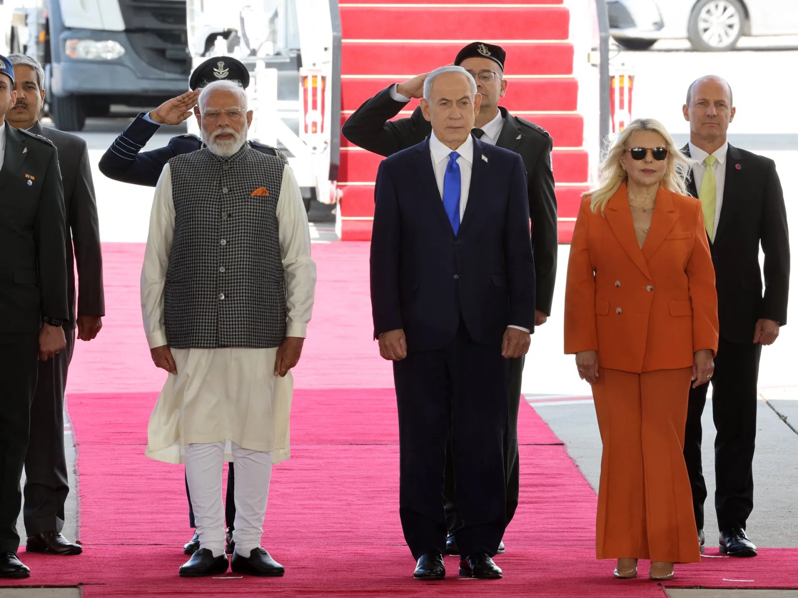 Netanyahu greets Indian PM Modi as he lands in Israel | Gaza