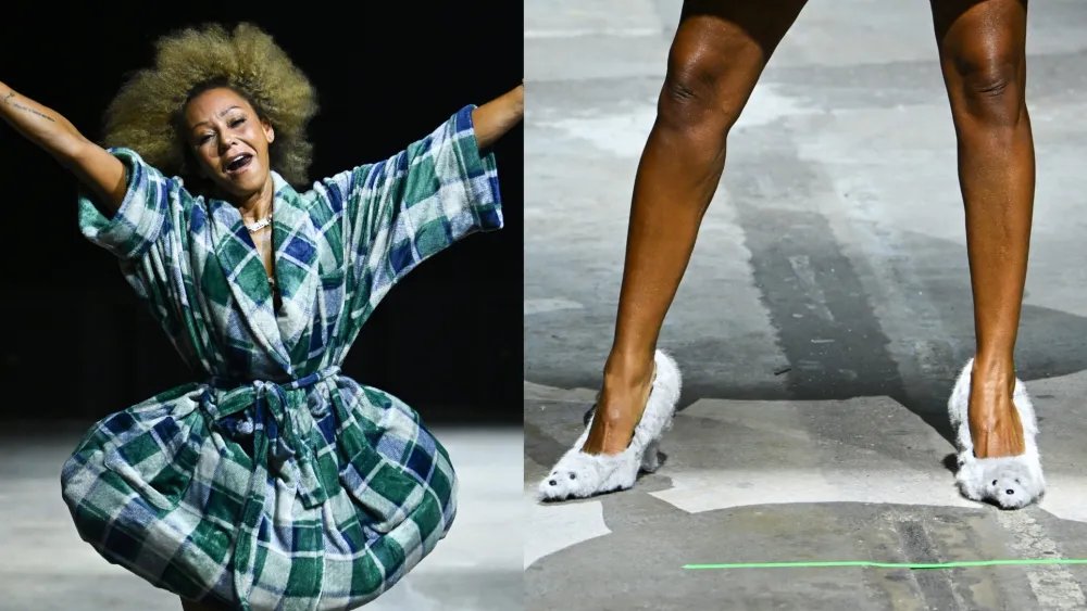 Mel B Walks the Natasha Zinko Show in Furry Dog Shoes in London