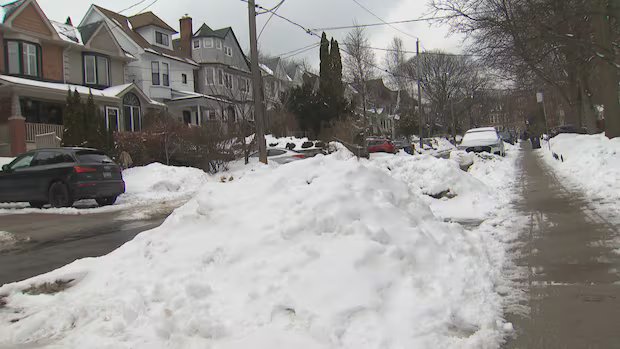 Snowbanks are still blocking parking on some streets more than a month after Toronto’s last big storm