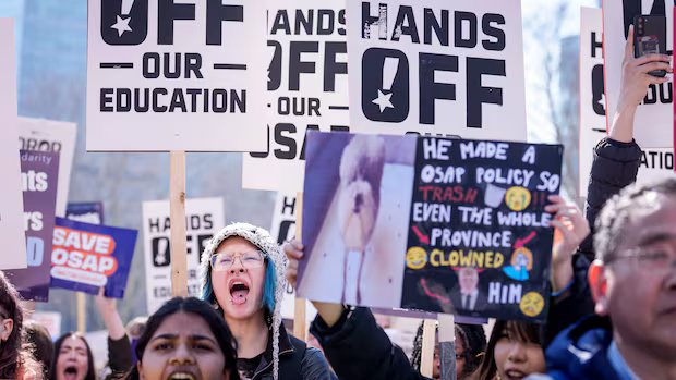 ‘No cuts, no fees, no corporate universities’: Students stage mass protest over Ford government’s OSAP cuts