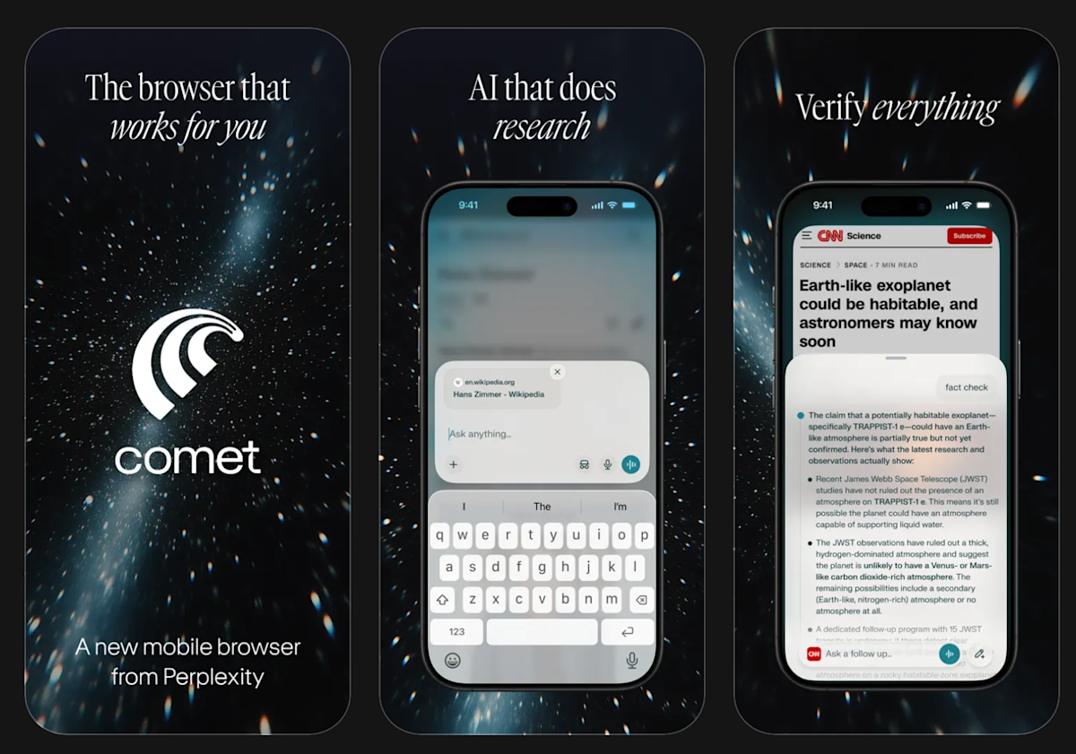 Perplexity’s Comet AI browser is now available for iPhones