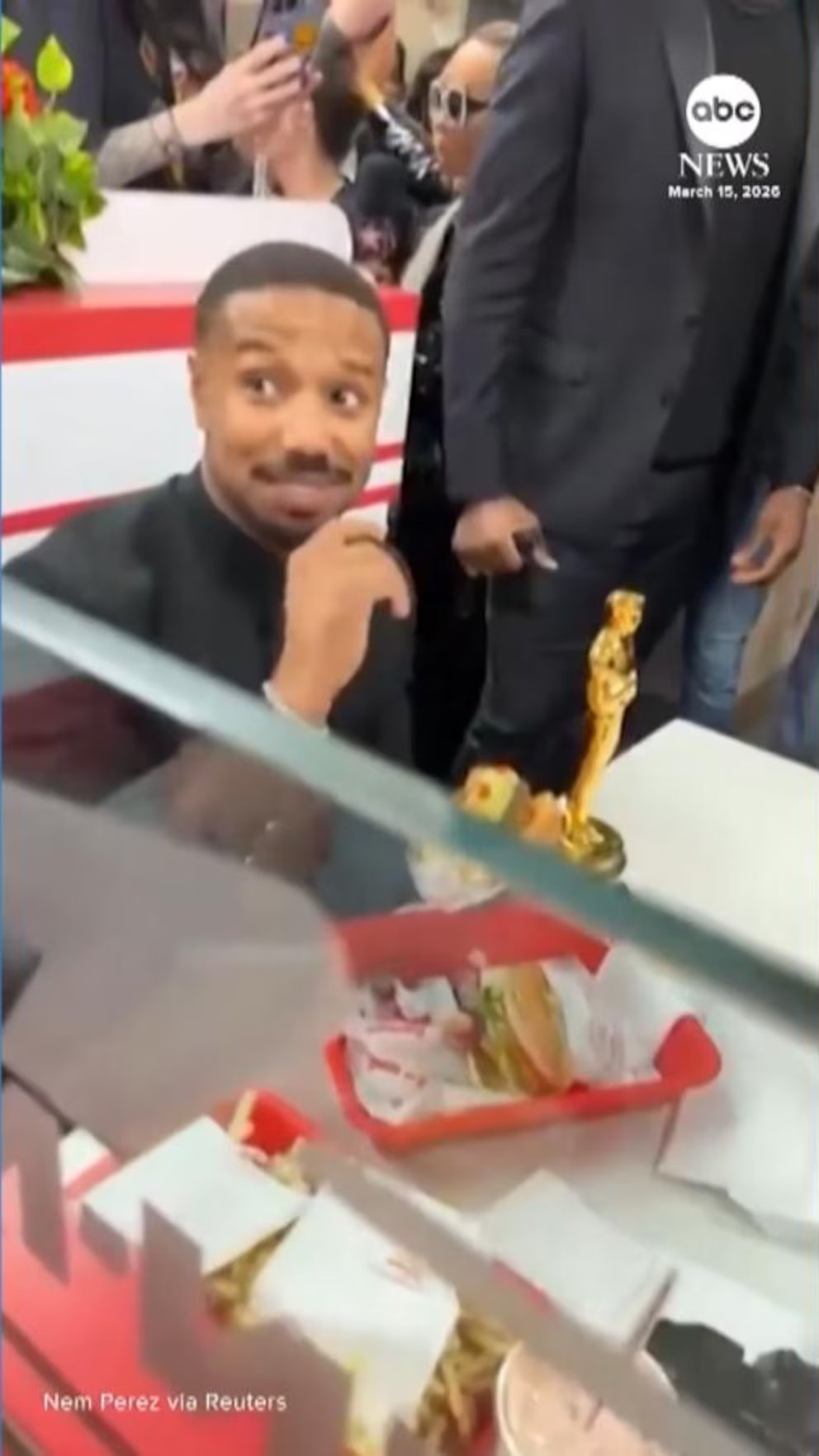 WATCH: Michael B. Jordan brings Oscar trophy to In-N-Out after ceremony