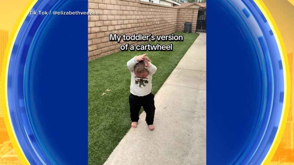 WATCH:  Toddler gives his best shot at cartwheels