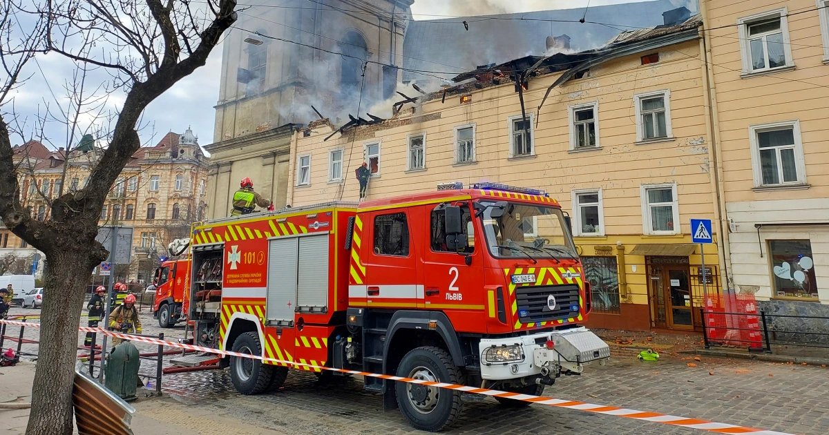 Russian drones attack downtown Lviv in broad daylight