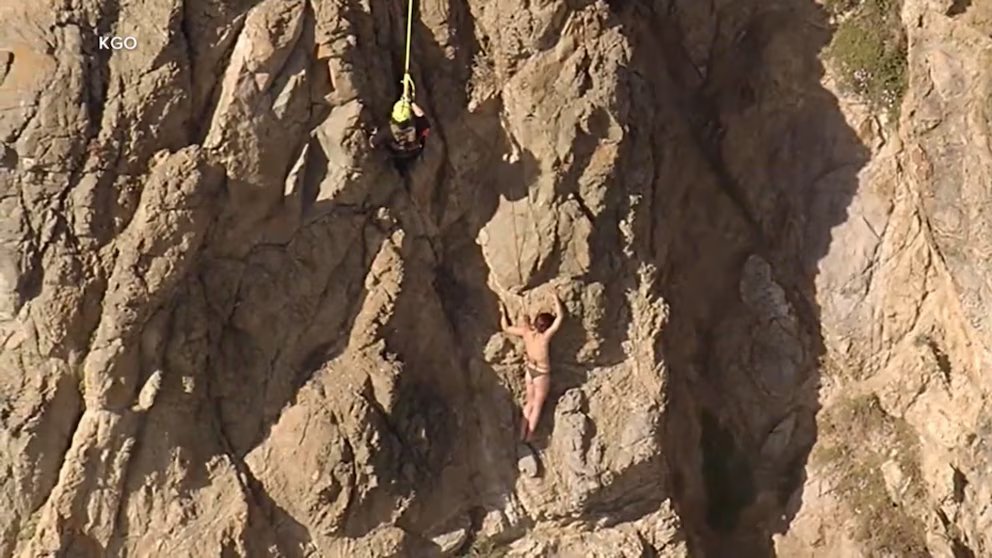 WATCH:  Rescue of woman clinging to cliff caught on camera