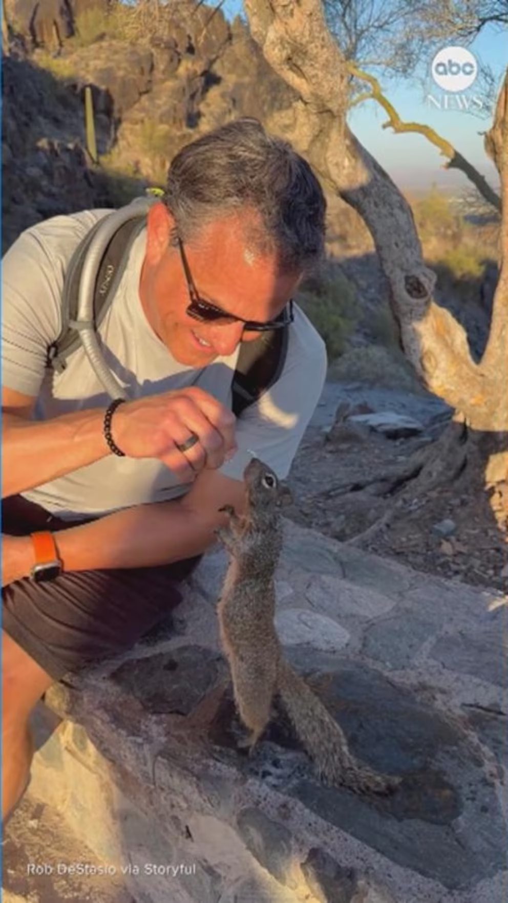 WATCH:  Man shares water with thirsty squirrel