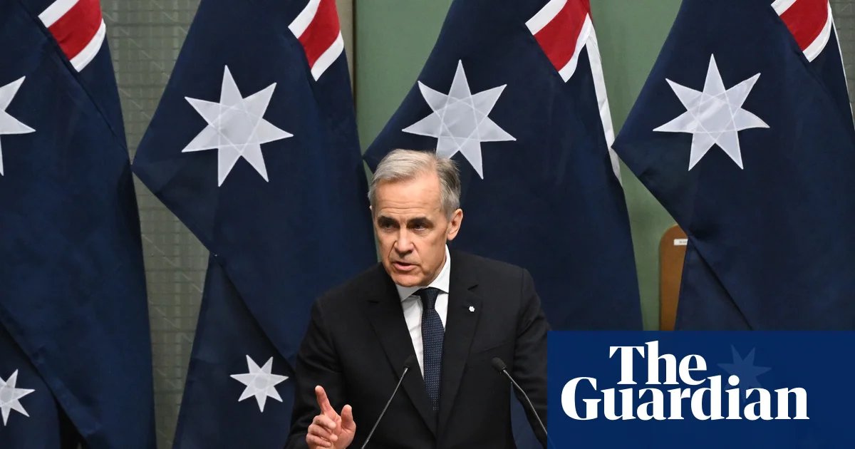 Canadian prime minister offers to team up with Australia as ‘strategic cousins’ – video | Australia news