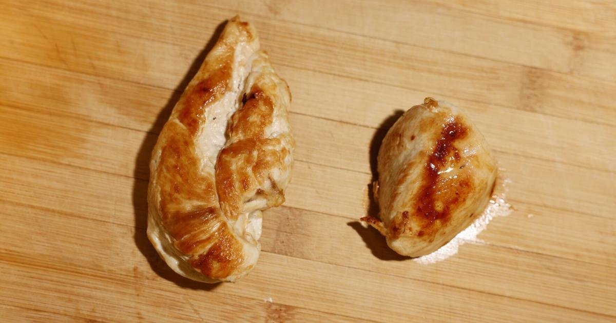 These two chicken breasts came from the same grocery store. Why does one have 10 times more salt?
