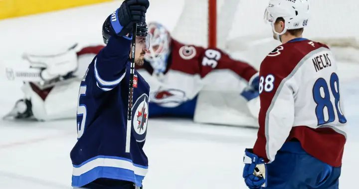 Scheifele scores twice on milestone night but Winnipeg Jets fall 3-2 to Avalanche – Winnipeg