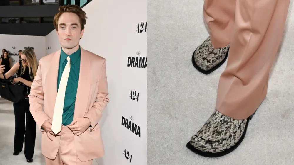 Robert Pattinson Models Dior Snakeskin Shoes at ‘The Drama’ Premiere
