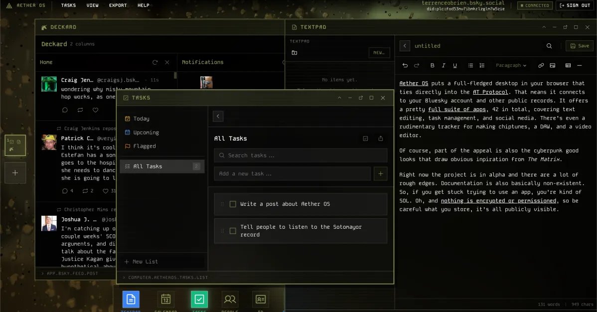 Aether OS is a computer in a browser built for the AT Protocol