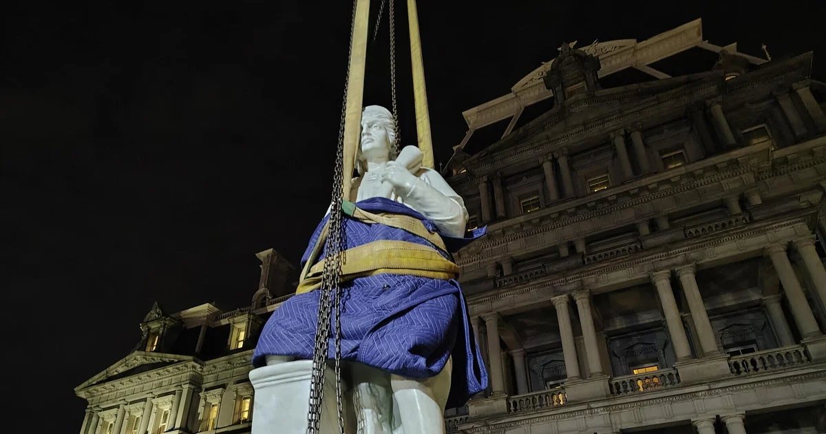 Christopher Columbus statue Trump added near White House is replica of one downed by protesters