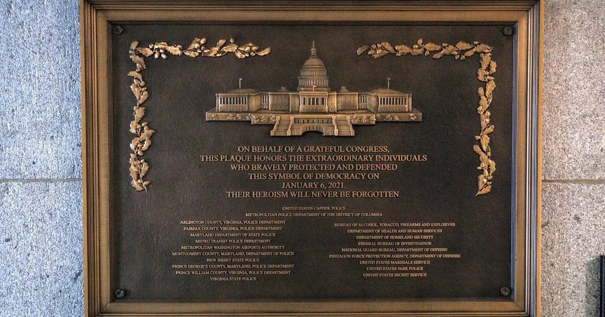 Plaque honoring Jan. 6 law enforcement installed after years of political disputes