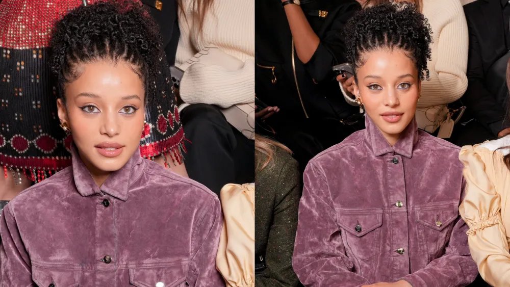 Chase Infiniti Goes Monochromatic in Plum Coords at Louis Vuitton