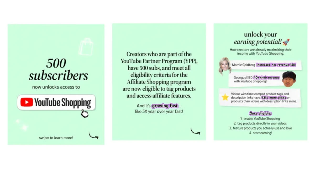 YouTube is bringing affiliate shopping features to more creators