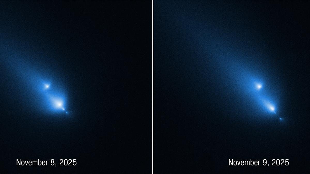 Hubble catches rare view of a comet crumbling
