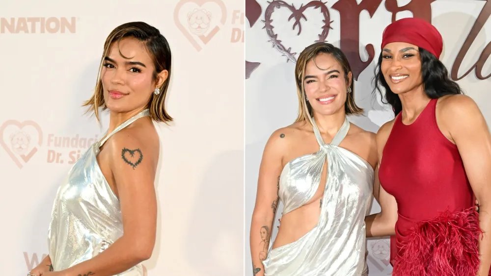 Karol G Channels Old Hollywood in Silver Halter Gown in Miami