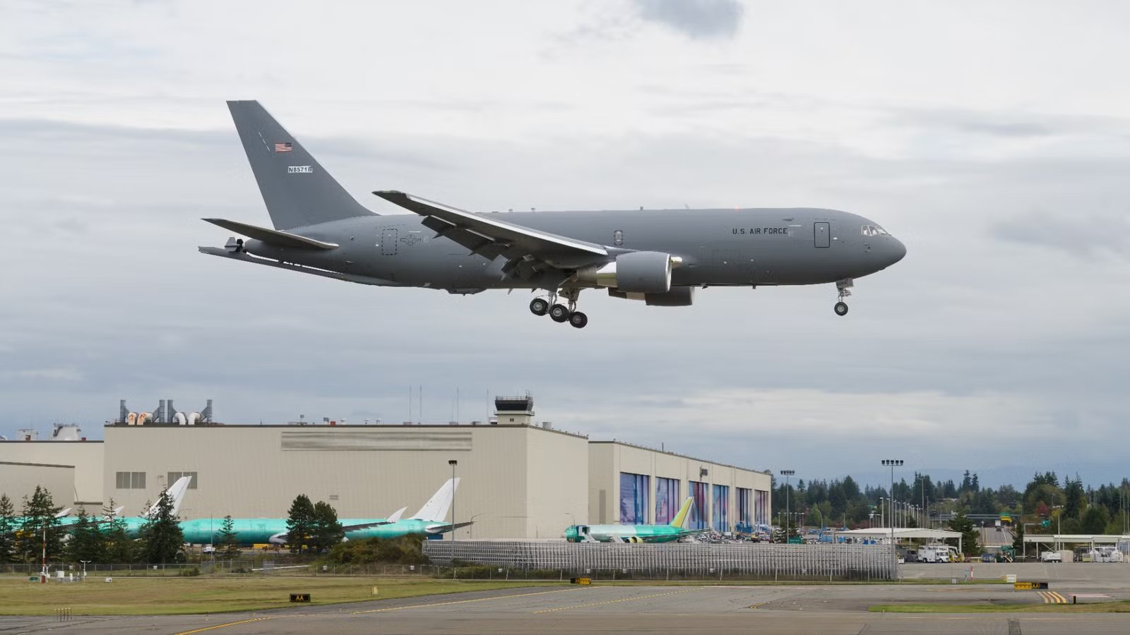 Military KC-46A Tanker Rips Up 25 Foot Section Of Airport Tarmac