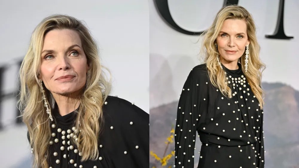 Michelle Pfeiffer Pearl-Adorned Oscar de la Renta Dress