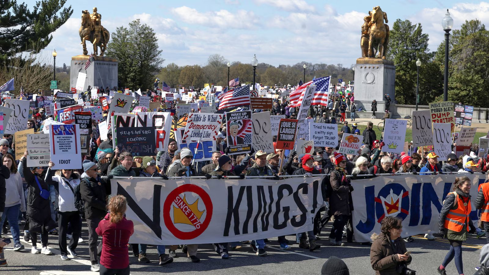 ‘No Kings’ protesters rally in cities, towns across the country