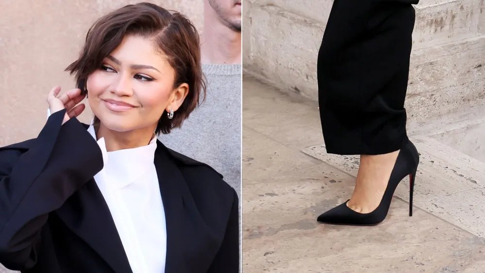 Zendaya Breaks Bridal White Streak With Black Louboutin Heels