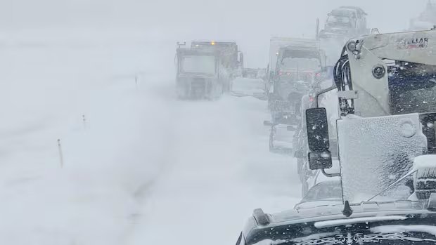 Stuck on the highway for 15 hours: Heavy snow, high winds pummel parts of Alberta