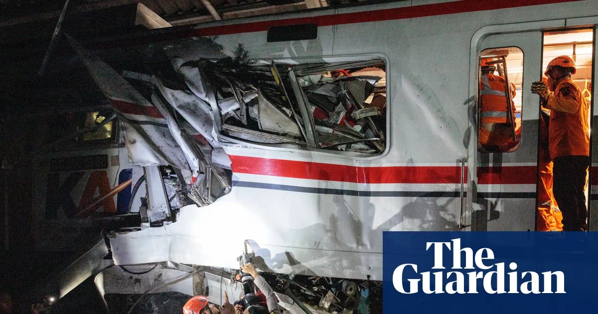 Train collision in Indonesia kills seven as rescuers work to reach survivors | Indonesia