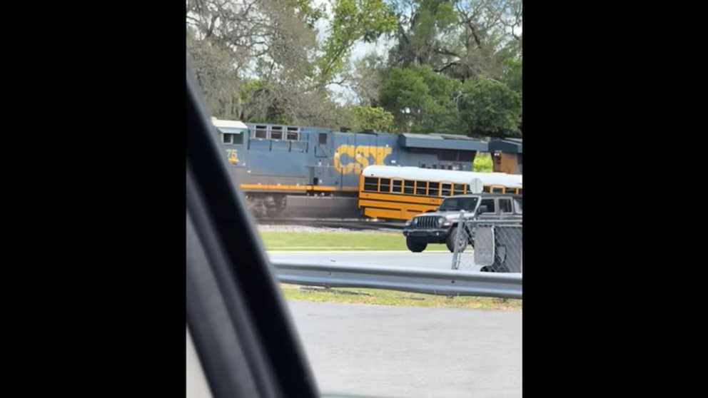 WATCH:  Florida school bus clipped by train with 29 students on board