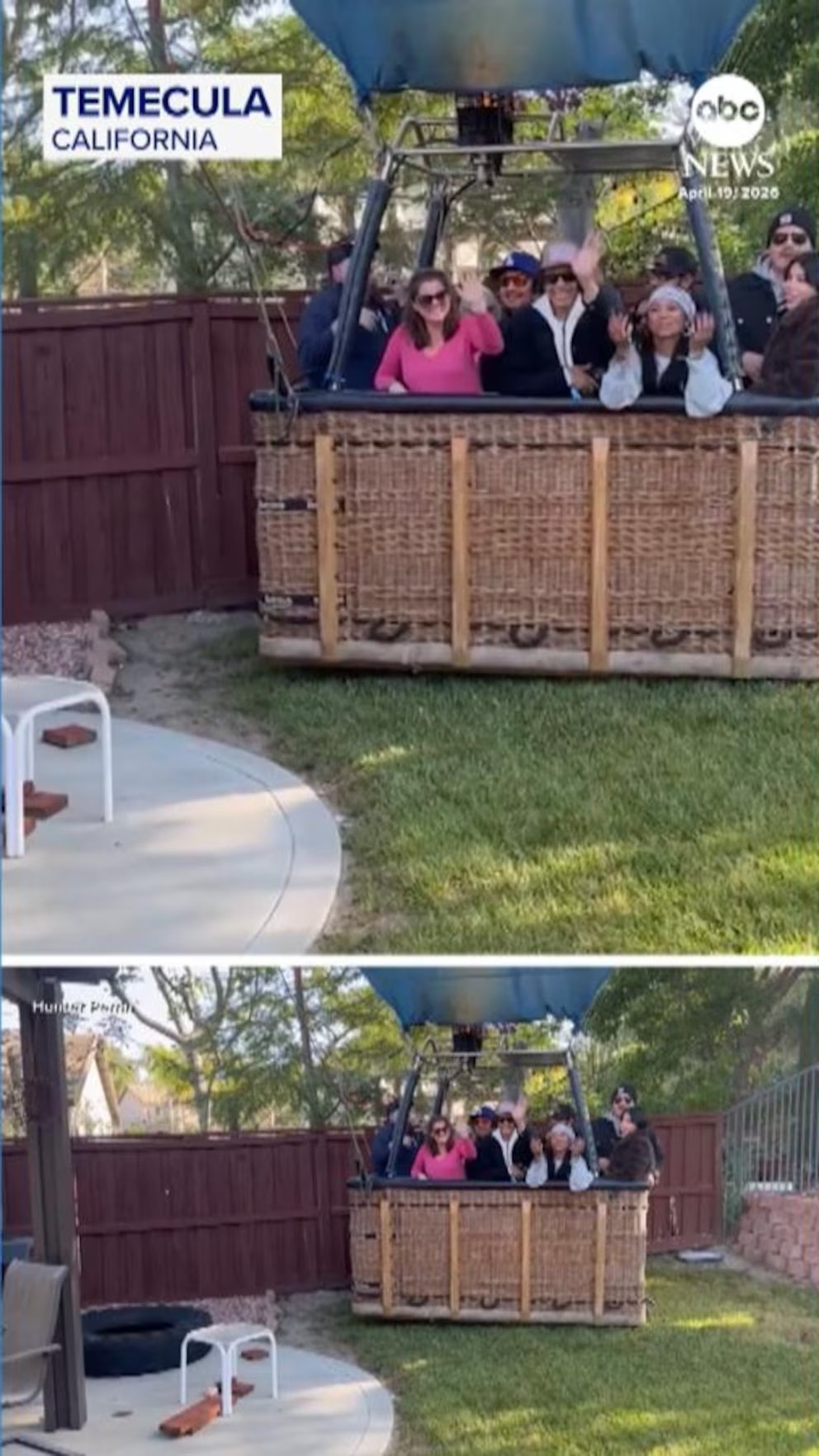 WATCH:  Hot air balloon makes emergency landing in family’s backyard
