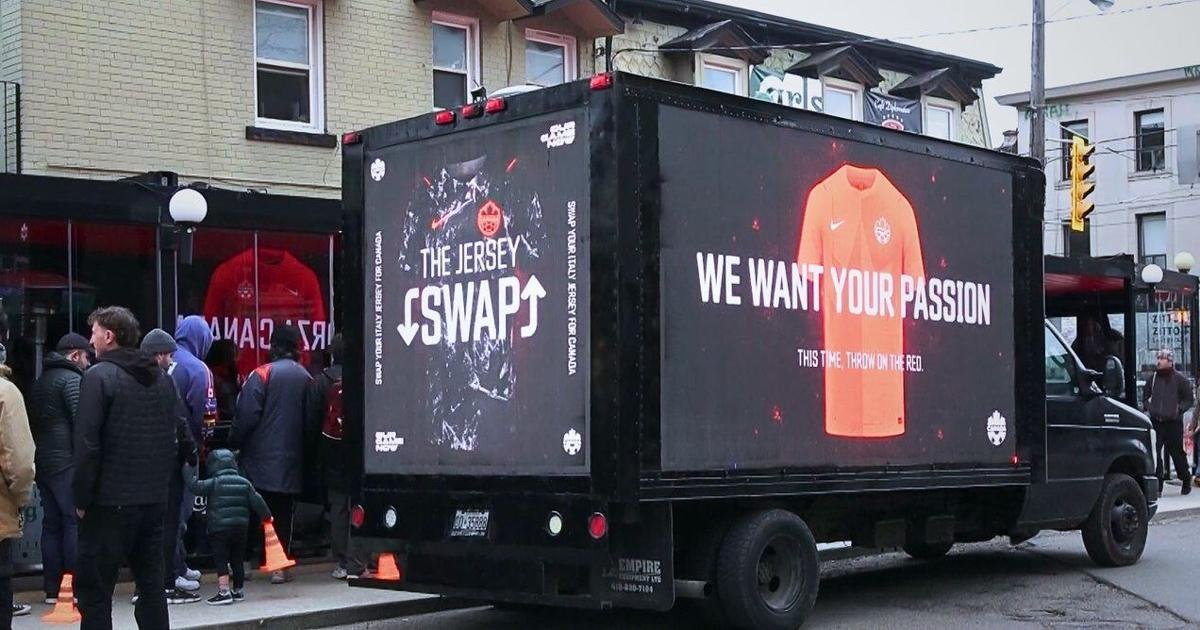 In Toronto’s Little Italy, fans line up to swap jerseys and embrace Team Canada