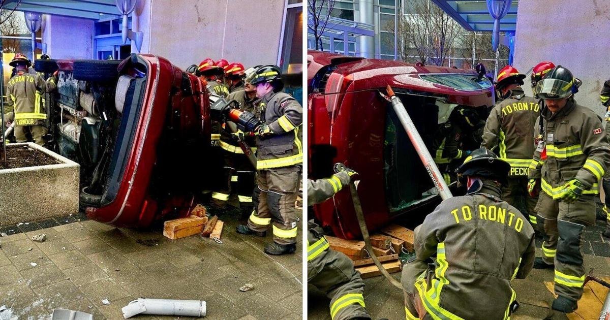 Three injured after vehicle crashes into building, pins pedestrian in Scarborough