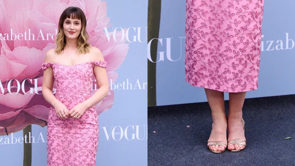 Leighton Meester’s Metallic Sandals Shine at an Elizabeth Arden Event