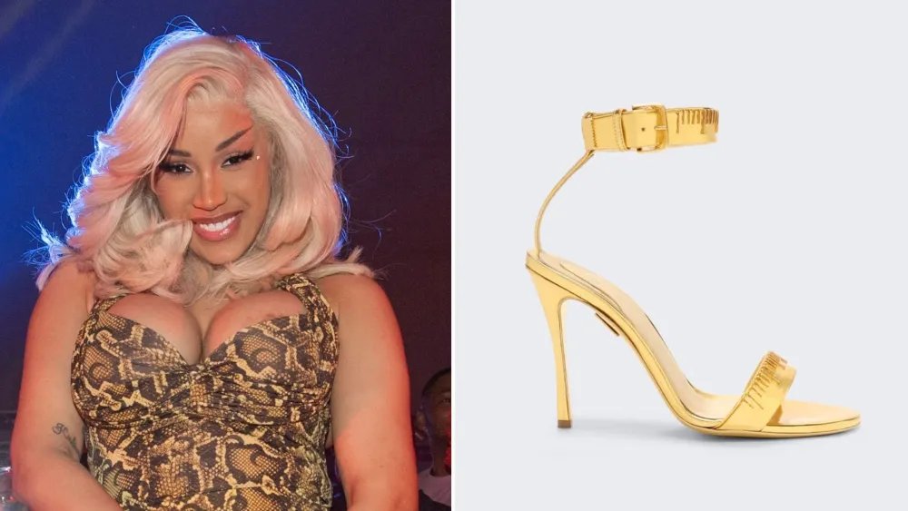 Cardi B Swaps Tour Boots for Schiaparelli Gold Sandals in Atlanta