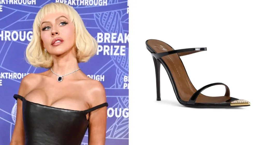 Christina Aguilera Gives Black Sandals a Crystal-capped Twist